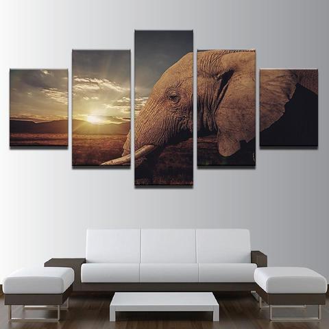 Elephant 5 Animal Canvas Wall Art