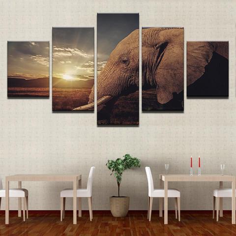 Elephant 5 Animal Canvas Wall Art