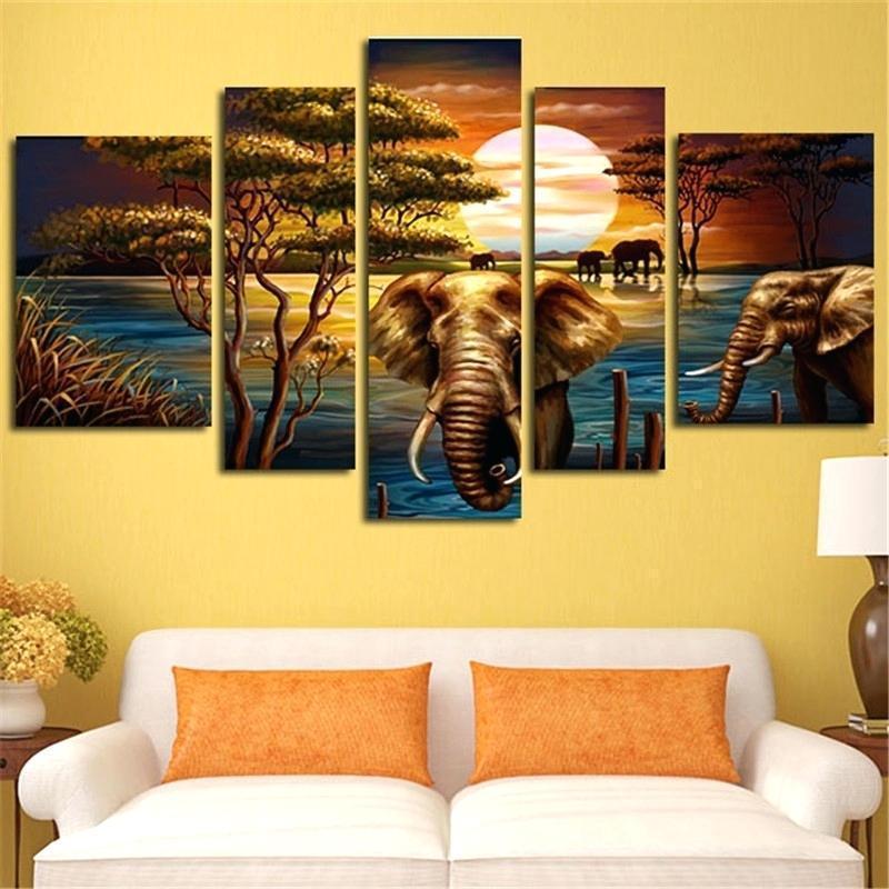 Elephant Abstract And Animal Canvas Wall Art