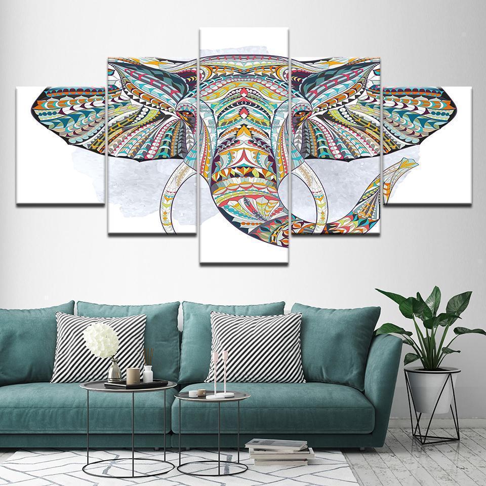 Elephant Abstract Animal Canvas Wall Art