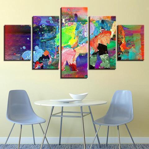 Elephant Color Splash Abstract Animal Canvas Wall Art