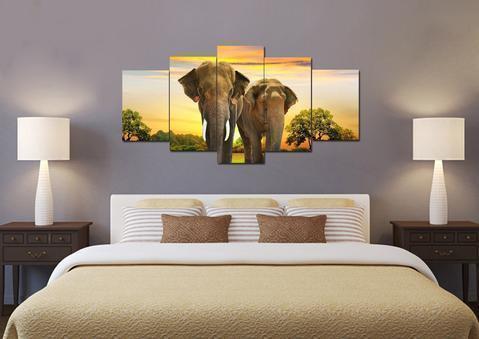 Elephant Couple Animal Canvas Wall Art
