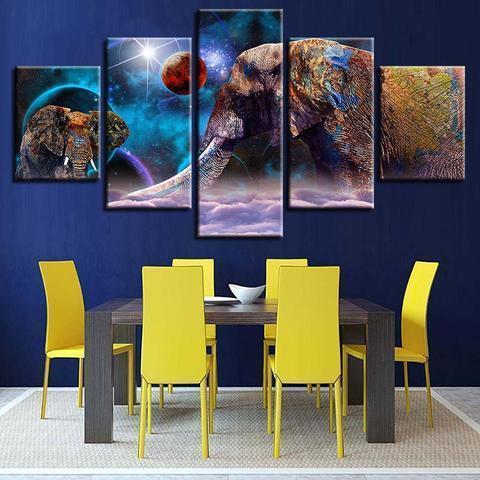 Elephant Galaxy Abstract Animal Canvas Wall Art
