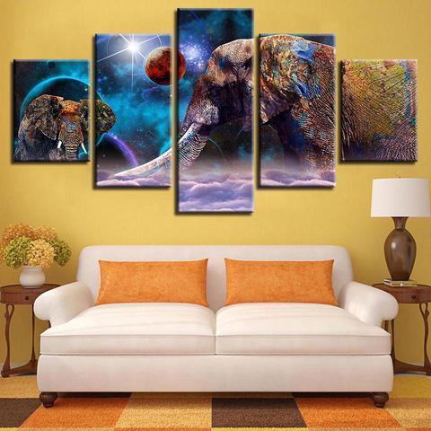 Elephant Galaxy Abstract Animal Canvas Wall Art