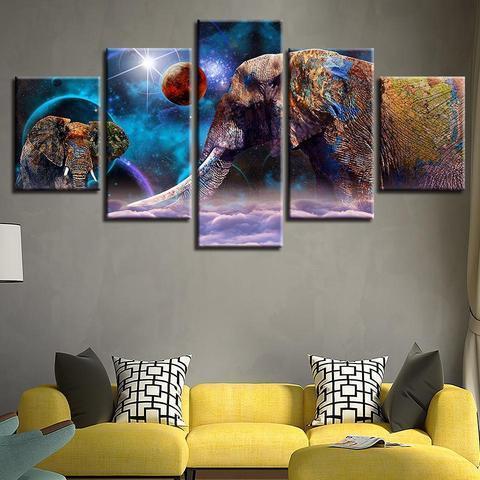 Elephant Galaxy Abstract Animal Canvas Wall Art