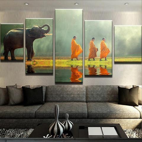 Elephant Monestary Animal Canvas Wall Art
