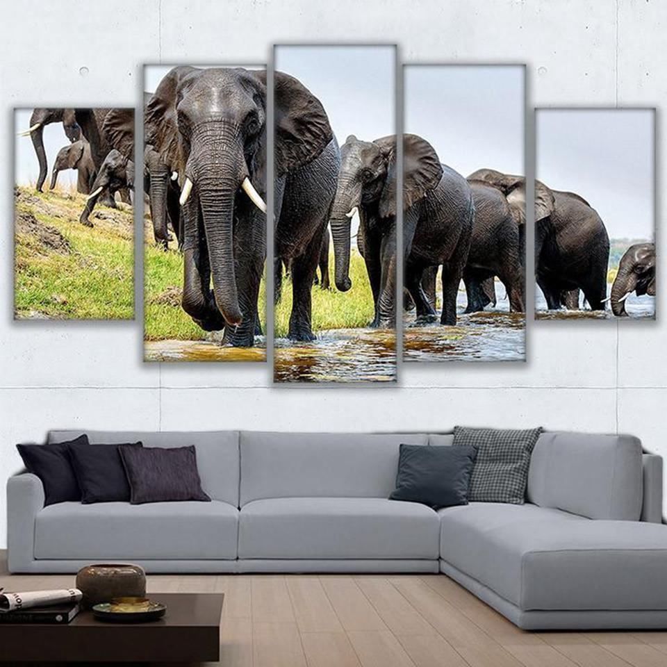 Elephant Parade 1 Animal Canvas Wall Art
