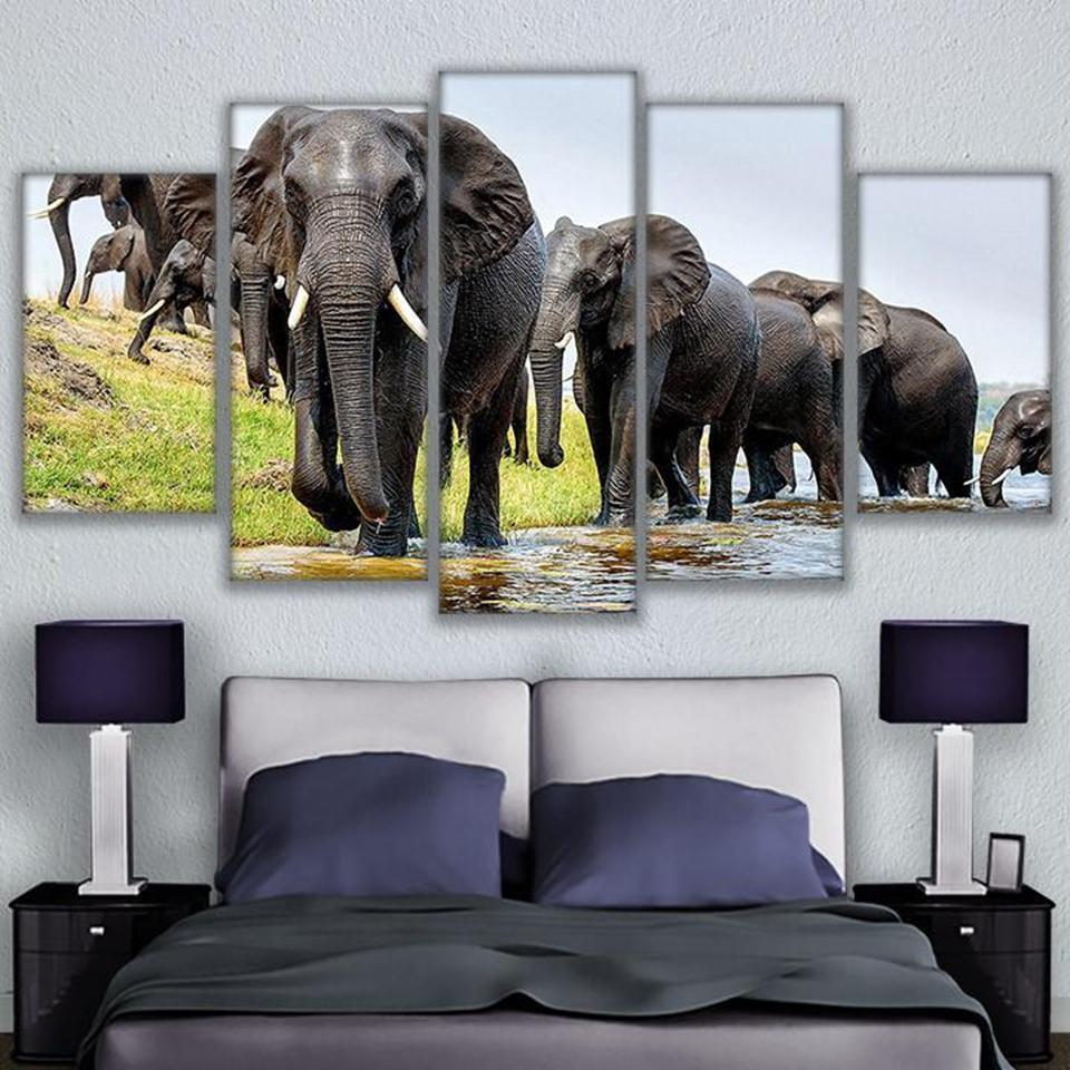 Elephant Parade 1 Animal Canvas Wall Art