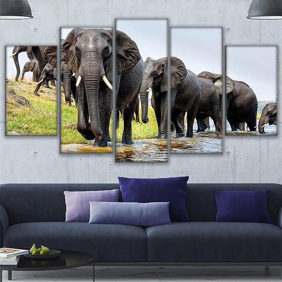 Elephant Parade 1 Animal Canvas Wall Art