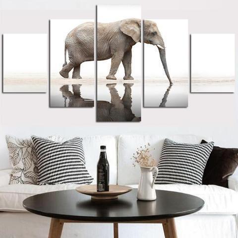 Elephant Reflection Animal Canvas Wall Art
