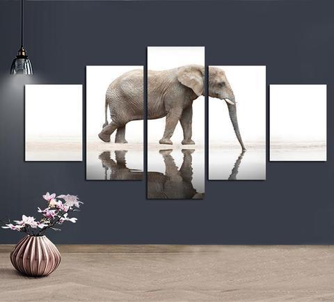 Elephant Reflection Animal Canvas Wall Art