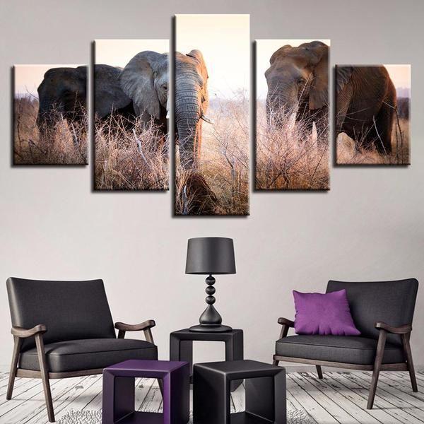 Elephant Scenery Animal Canvas Wall Art