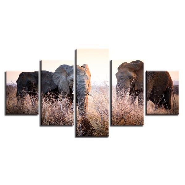 Elephant Scenery Animal Canvas Wall Art