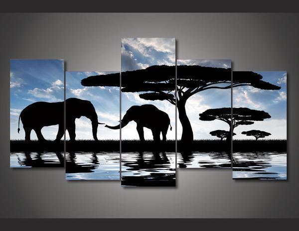 Elephant Shadow Animal Canvas Wall Art