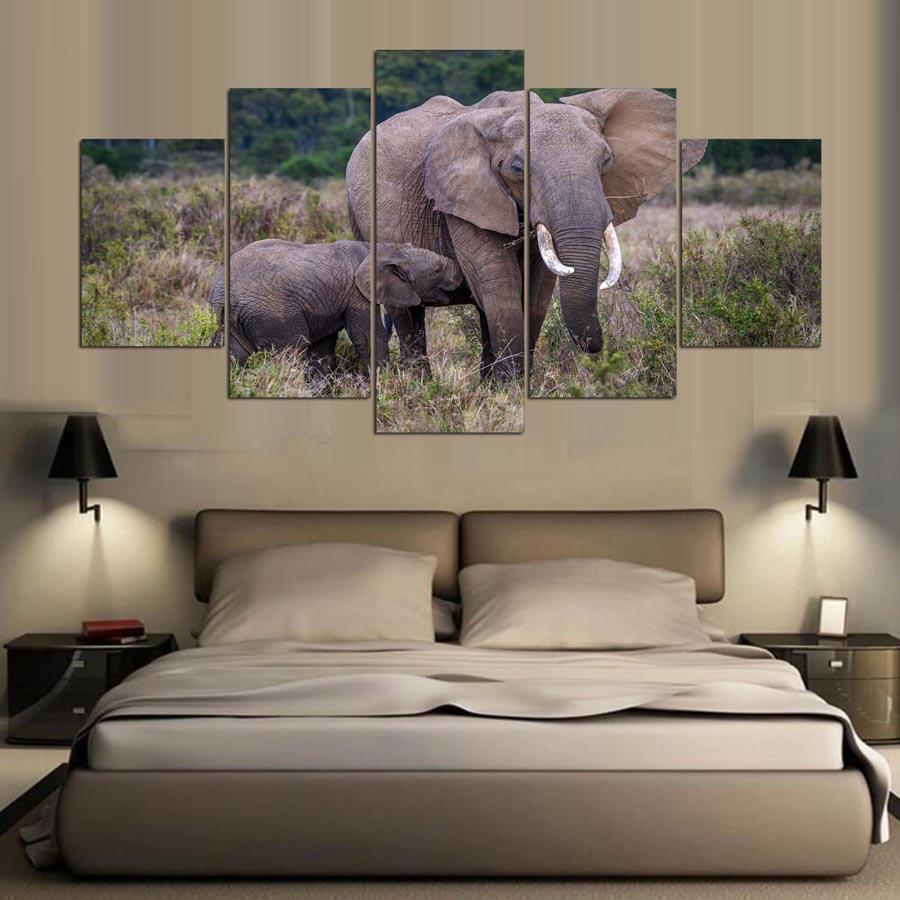 Elephant Tree Landscape Animal Canvas Wall Art