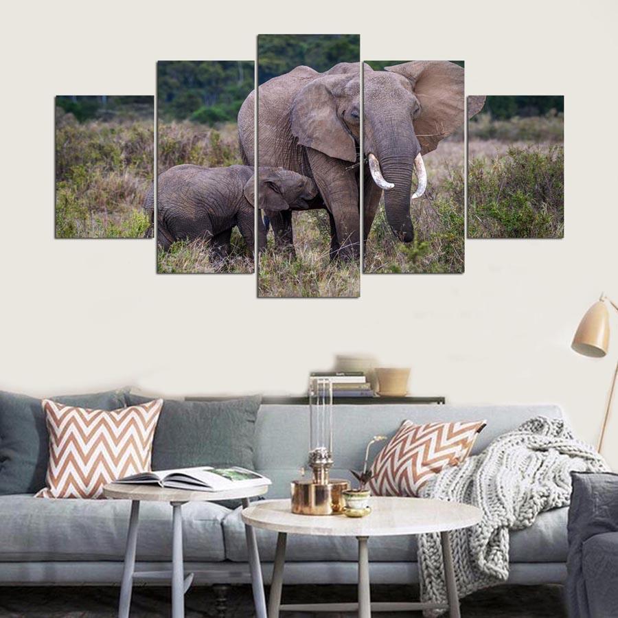 Elephant Tree Landscape Animal Canvas Wall Art