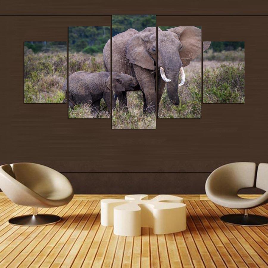 Elephant Tree Landscape Animal Canvas Wall Art