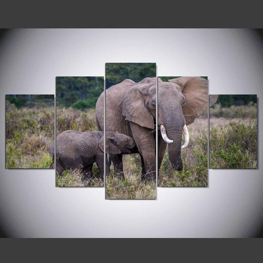 Elephant Tree Landscape Animal Canvas Wall Art