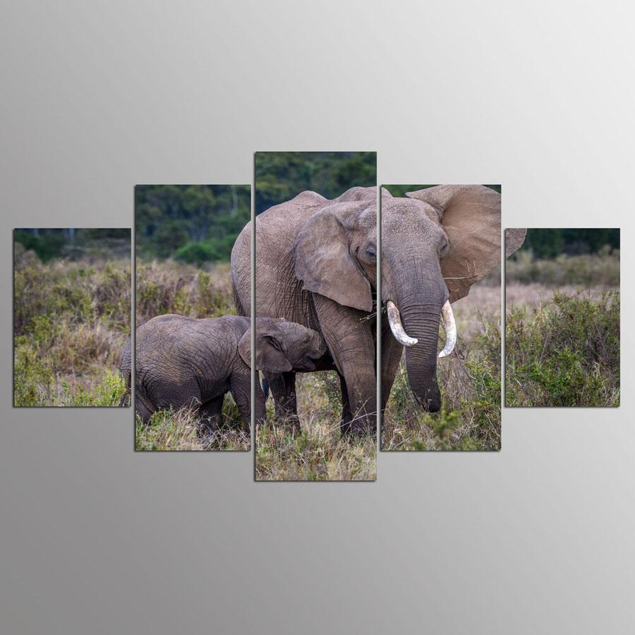 Elephant Tree Landscape Animal Canvas Wall Art