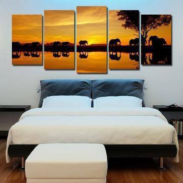 Elephant Walk 1 Animal Canvas Wall Art