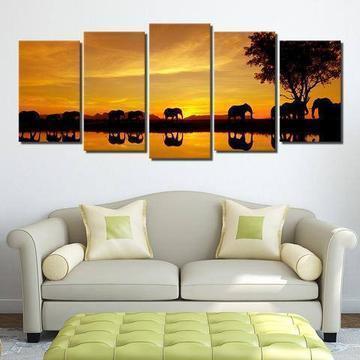 Elephant Walk 1 Animal Canvas Wall Art