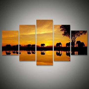 Elephant Walk 1 Animal Canvas Wall Art