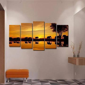 Elephant Walk 1 Animal Canvas Wall Art