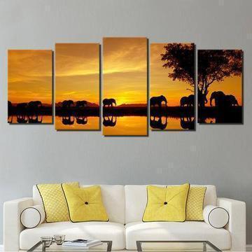 Elephant Walk 1 Animal Canvas Wall Art