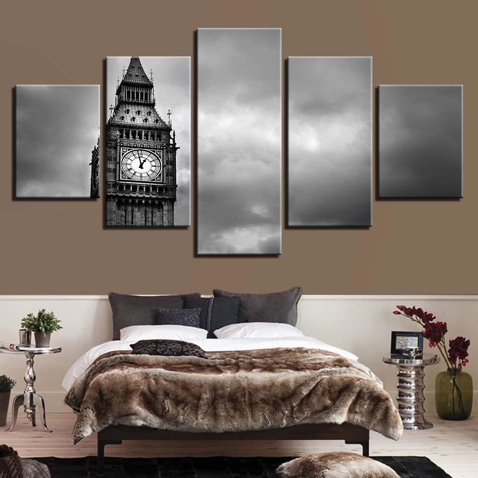 Elizabeth Tower Famous London Big Ben Nature Canvas Wall Art
