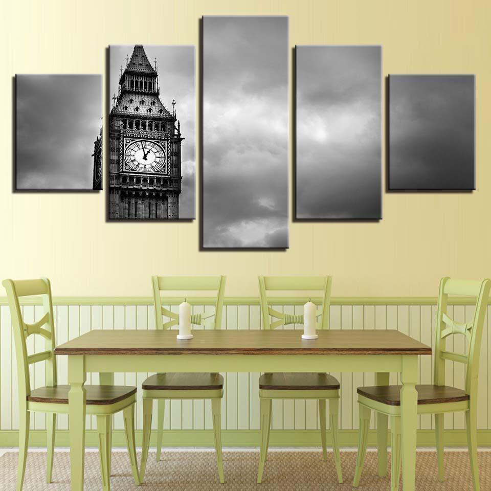 Elizabeth Tower Famous London Big Ben Nature Canvas Wall Art