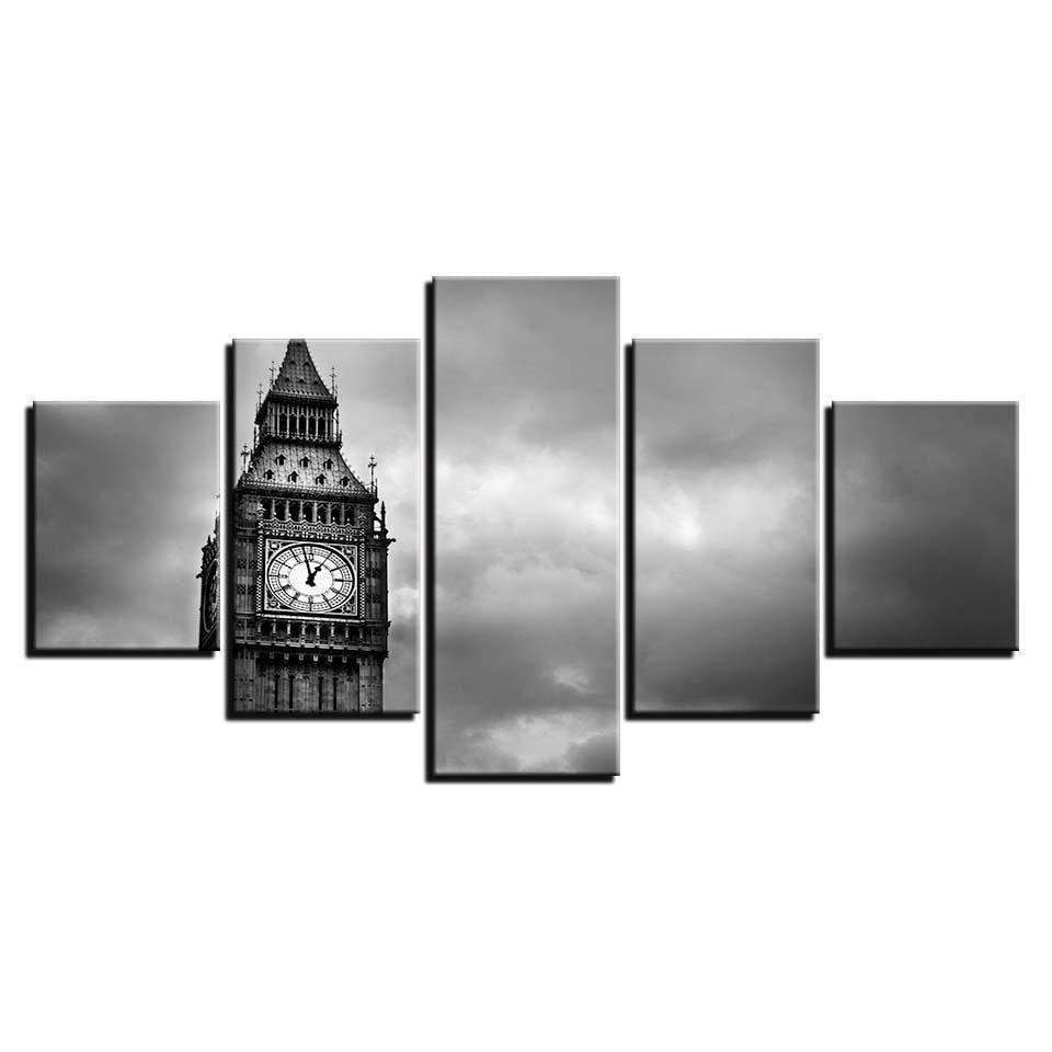 Elizabeth Tower Famous London Big Ben Nature Canvas Wall Art
