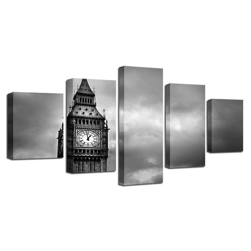 Elizabeth Tower Famous London Big Ben Nature Canvas Wall Art