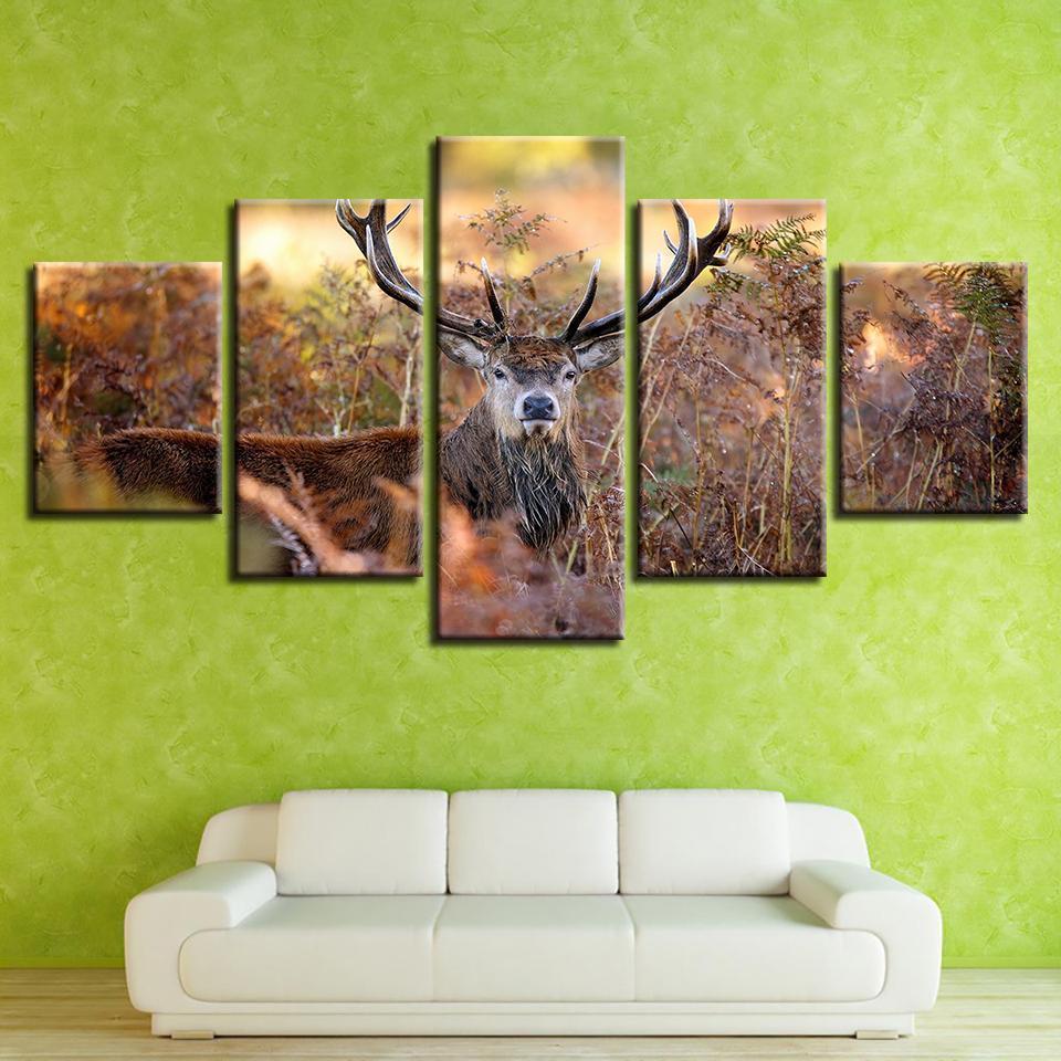 Elk Animal Sunset Scenery Animal Canvas Wall Art