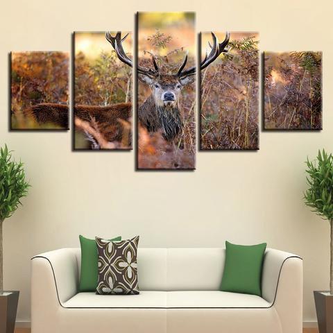 Elk Animal Sunset Scenery Animal Canvas Wall Art