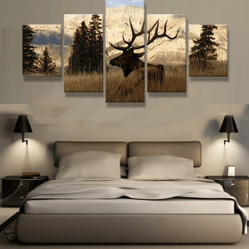 Elk In The Woods Animal Canvas Wall Art