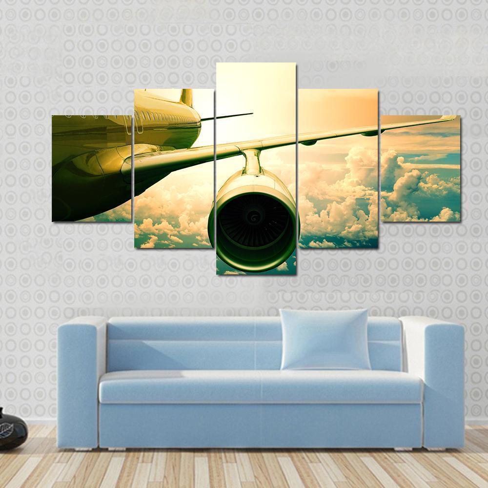 Engine And Wing Airplane Canvas Wall Art