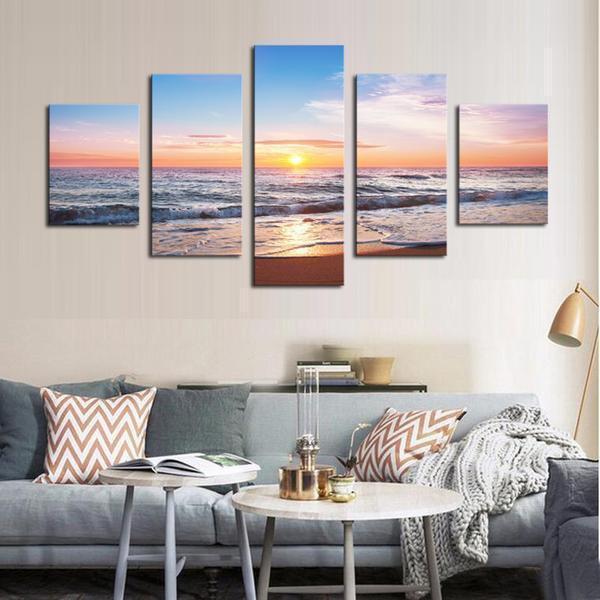 Enjoying Sunset Or Sunrise On The Tropical Beach Nature Canvas Wall Art
