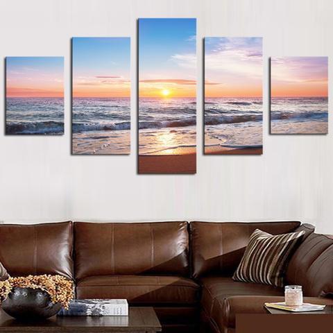 Enjoying Sunset Or Sunrise On The Tropical Beach Nature Canvas Wall Art