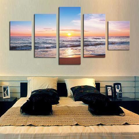 Enjoying Sunset Or Sunrise On The Tropical Beach Nature Canvas Wall Art
