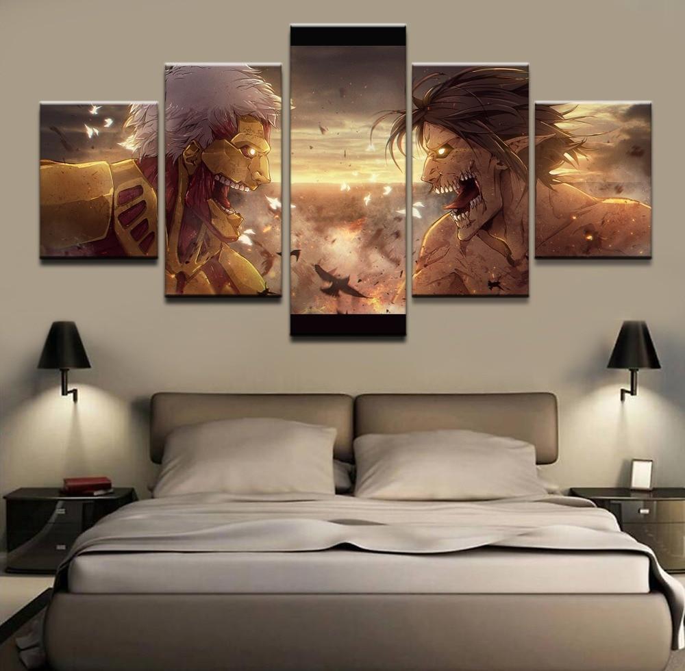 Attack On Titan Eren Fights the Armored Titan Anime Canvas Wall Art