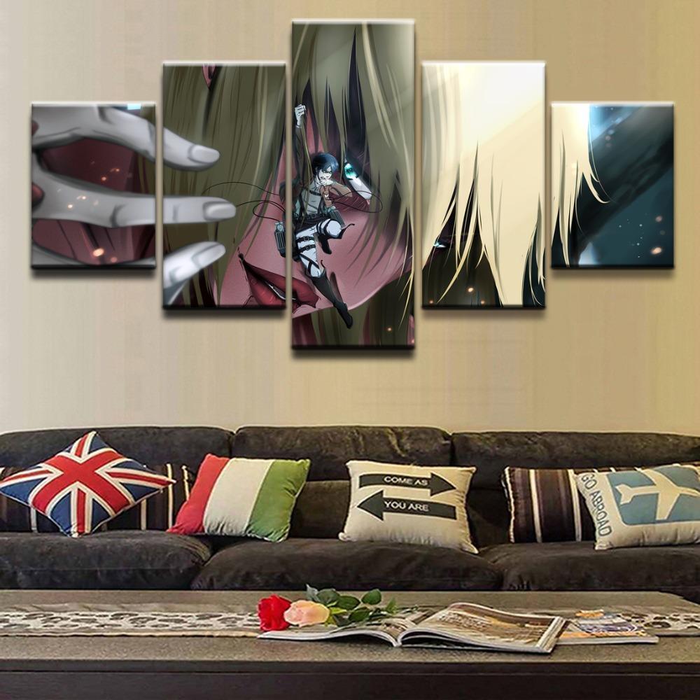 Attack On Titan Eren Yeager And The Female Titan Anime Canvas Wall Art