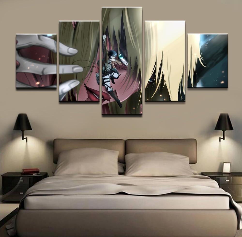 Attack On Titan Eren Yeager And The Female Titan Anime Canvas Wall Art