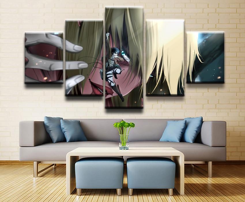Attack On Titan Eren Yeager And The Female Titan Anime Canvas Wall Art