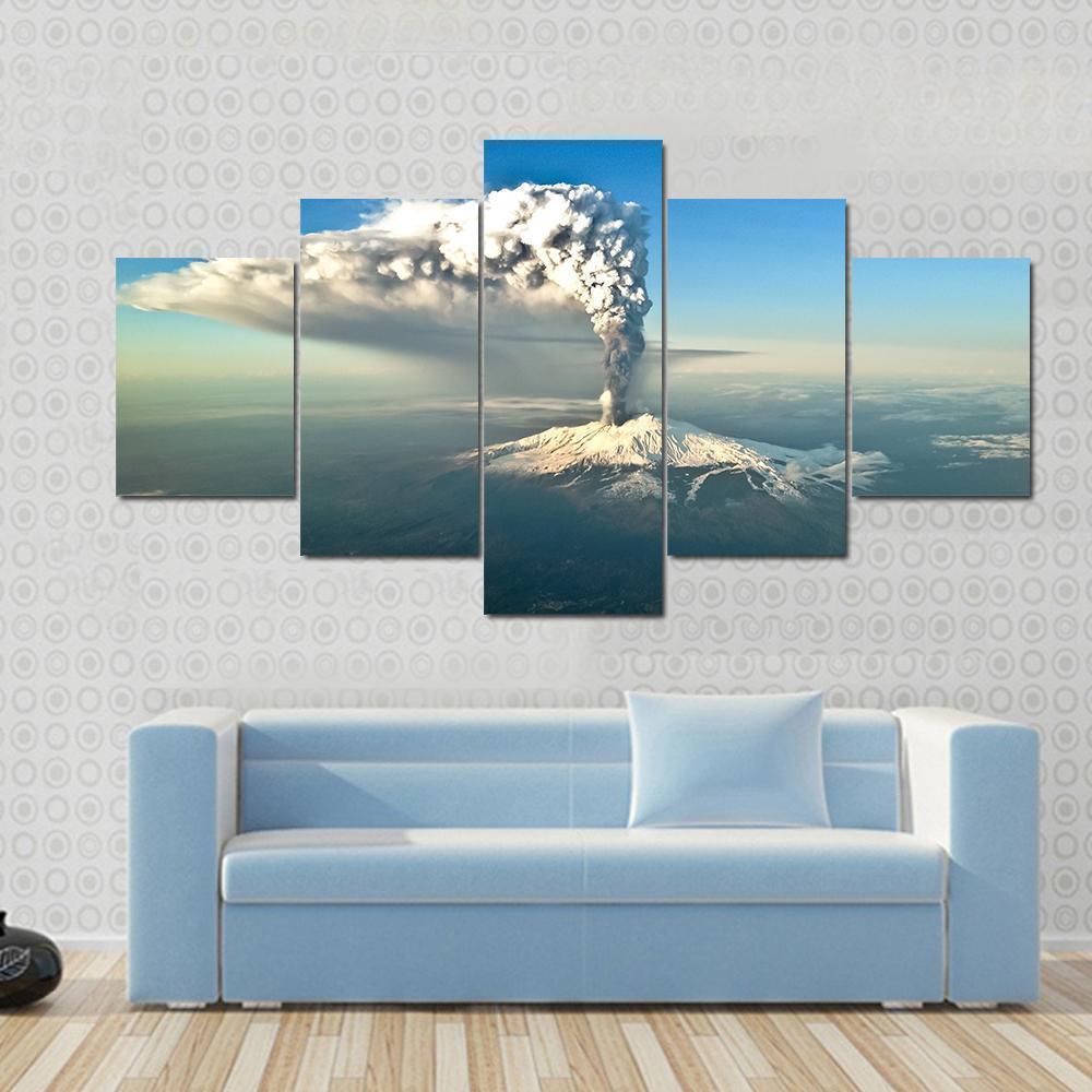 Etna Eruption View Nature Canvas Wall Art