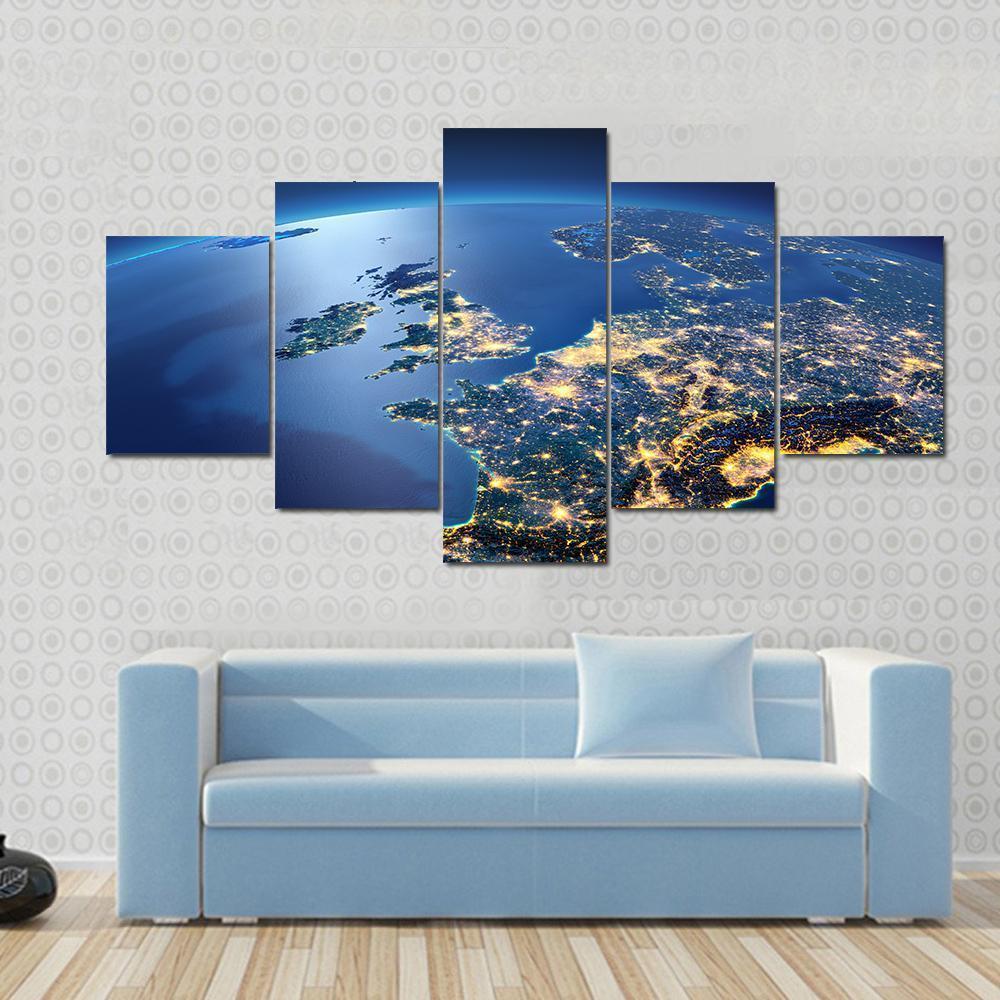 Europe And Mediterranean Sea From Space Space Canvas Wall Art
