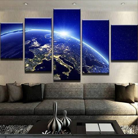 Europe Lights Galaxy Space Canvas Wall Art