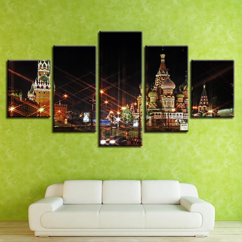 European Building Night Scenery Nature Canvas Wall Art