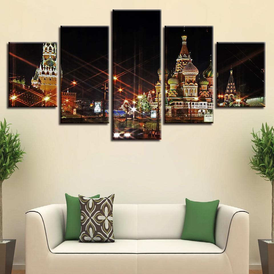 European Building Night Scenery Nature Canvas Wall Art
