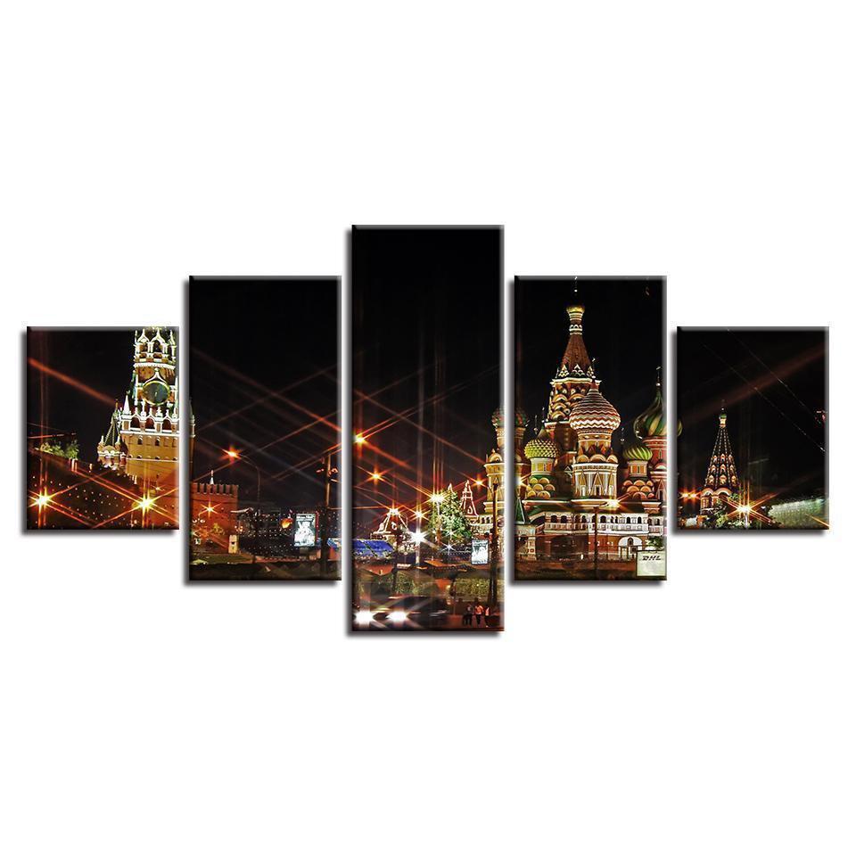 European Building Night Scenery Nature Canvas Wall Art