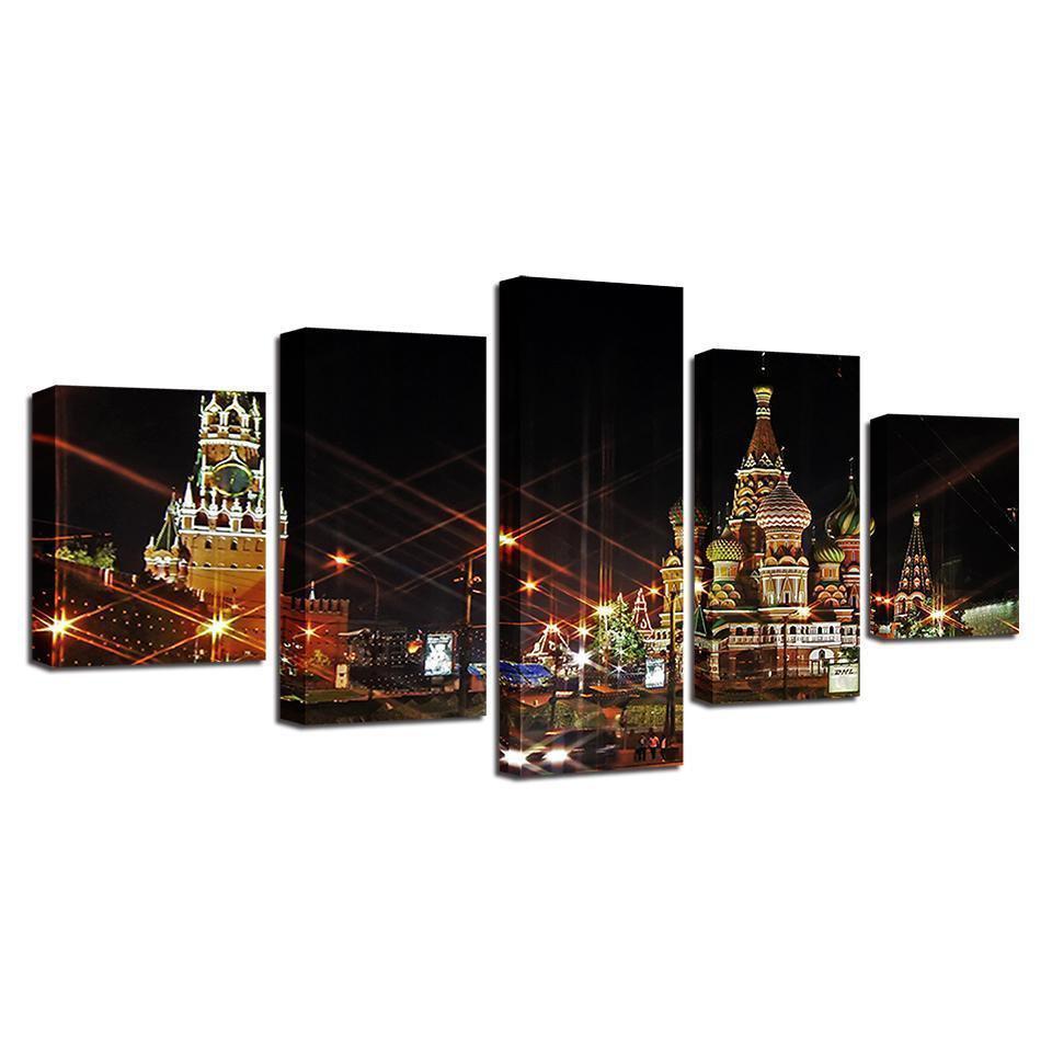European Building Night Scenery Nature Canvas Wall Art